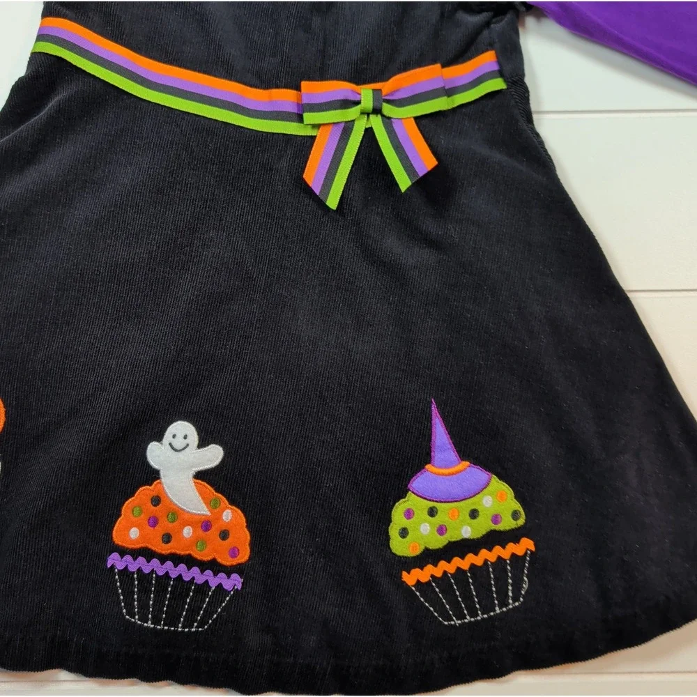 Allison Ann Dress Girls Set 6 Black Purple Halloween Cupcake Corduroy Girlcore